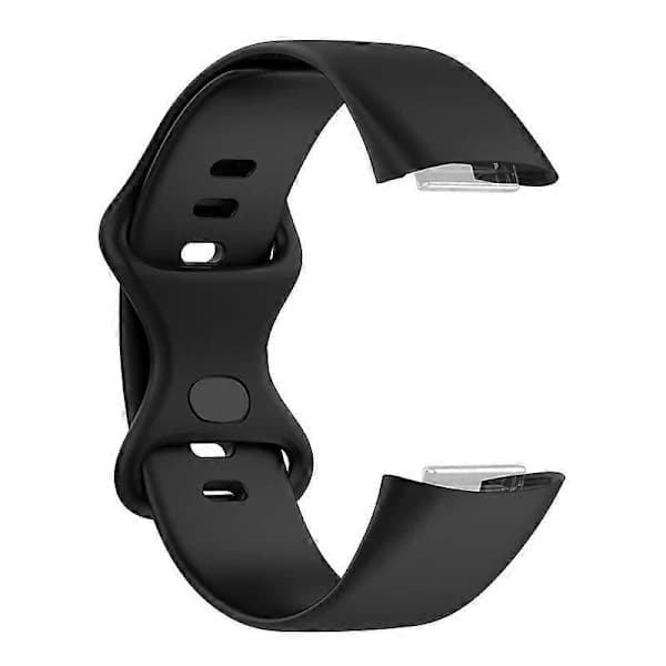 Blødt silikone armbåndsur, ensfarvet justerbart armbånd, erstatningsrem til Fitbit Charge 6 5, sort sort