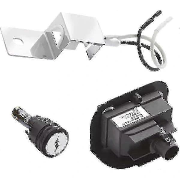 Gas Grill Ignition Kit Replacement for Weber Q1200 Q2200, Electronic 2-Output Igniter with Electrode and Cable, Silver