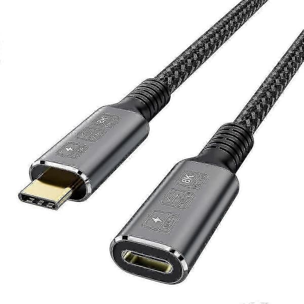 Thunderbolt 4 forlængerkabel, USB-C-kabel til USB C han til hun understøtter 8K/5K@60Hz video / 40 Gbps dataoverførsel / 100W opladning (0,8m)
