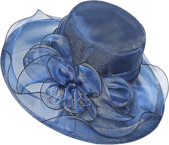 Blå - Dame Organza Chapel Hat Paryk Bryllupshat Solhat