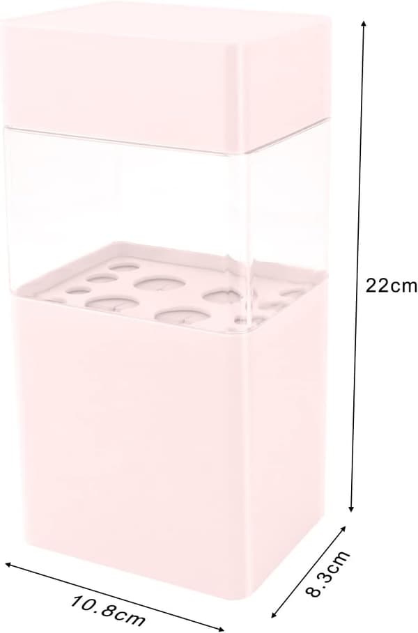 Rosa anti-lock makeup børsteholder, transparent makeup børste opbevaring