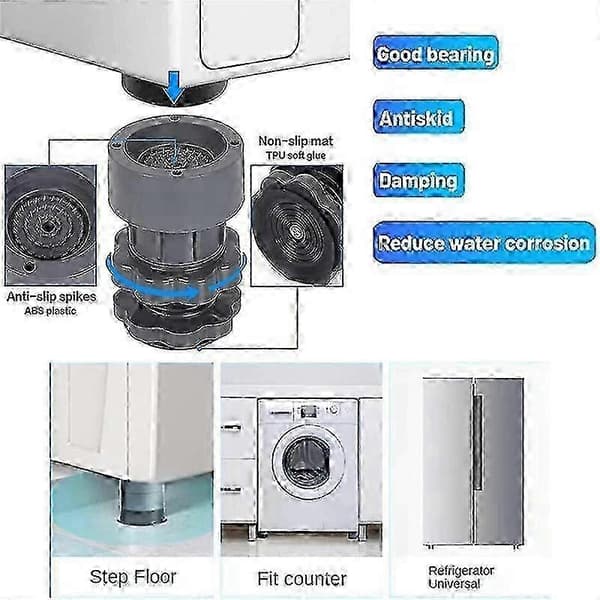 Adjustable Washing Machine Support with Anti-Vibration Foot