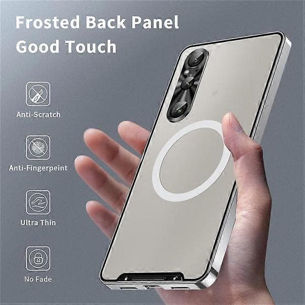 Magic Shield Magnetic Series Compatible with Sony Xperia 1 VI Case Metal+TPU Phone Case with Lens Protector Silver Silver