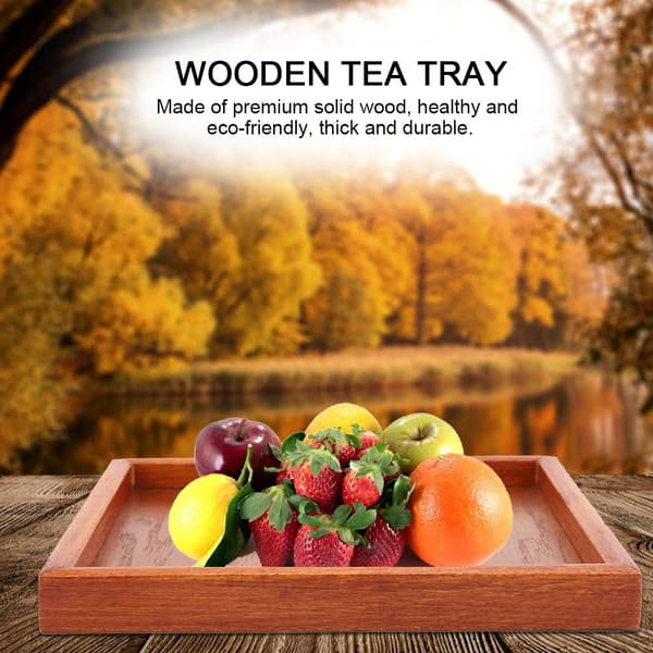 Square Solid Wood Tea Tray Coffee Sushi Snack Serving Plate for Cafe Restaurant (20*20cm)