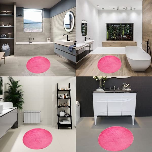 2 stk silkeullmatte rund gulvmatte stue soverom teppe sengeteppe f KLB