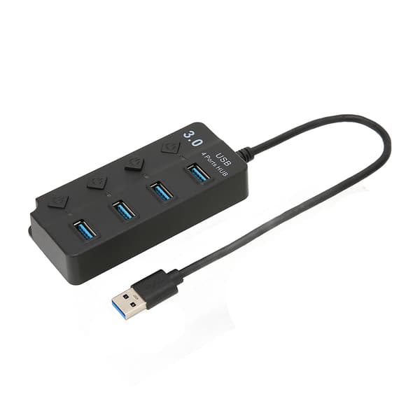 USB 3.0 HUB 4-porter USB3.0 Maksimal 5 Gbps stabil overføring Plug and Play tidsbesparende USB-splitter for Win OS X