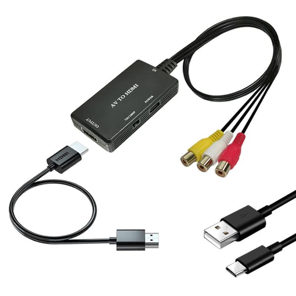 RCA till HDMI-omvandlare Komposit till HDMI-adapter Stöder 1080p PAL/NTSC