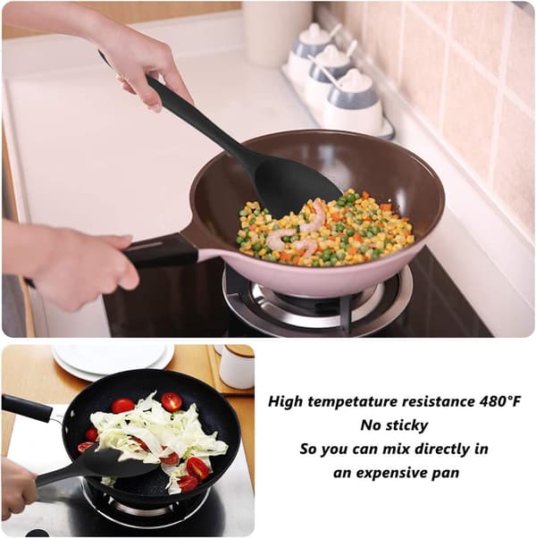 20 Pieces Silicone Kitchen Utensils, Heat Resistant Silicone Cooking Utensil Set, Non-stick Kitchen Baking Tools 10 Set + 10 S-Hooks -Green
