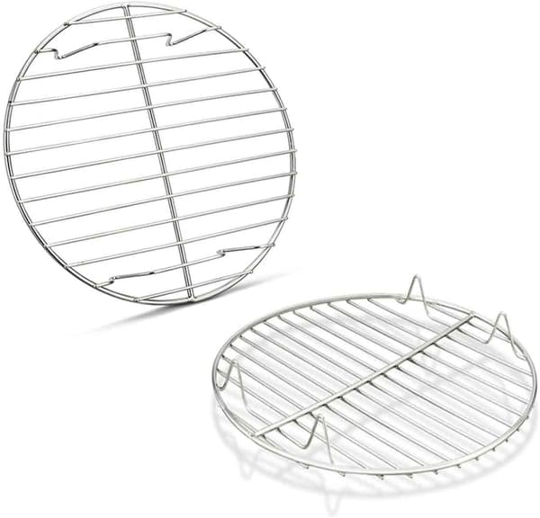 Runde kølegitre i rustfrit stål - 7½ tommer gitre til bagning, dampning og stegning, tåler opvaskemaskine og er rustfrit (2-pak)