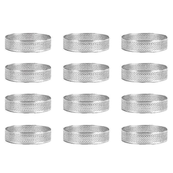 12-pak kageringe i rustfrit stål, perforerede kageringe, 6 cm