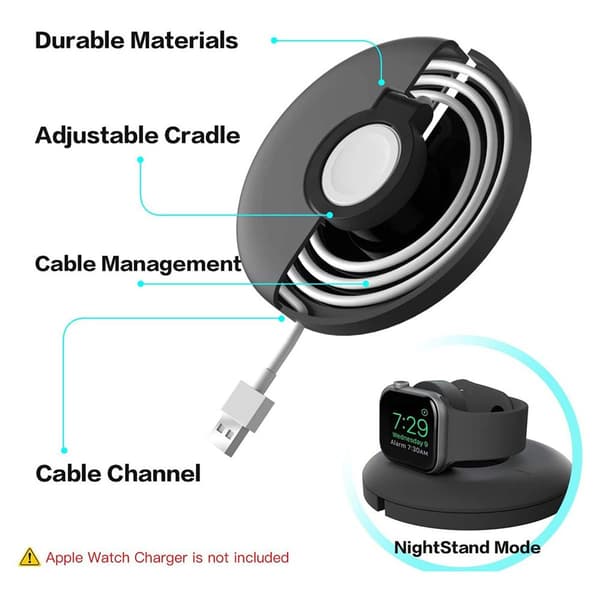 Apple Watch Opladningsstation Pop-up Kabelhåndtering Stativ Sort