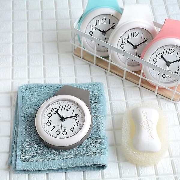 Wall Clock - Kitchen Bathroom Waterproof, Silent Shower with Suction Cup