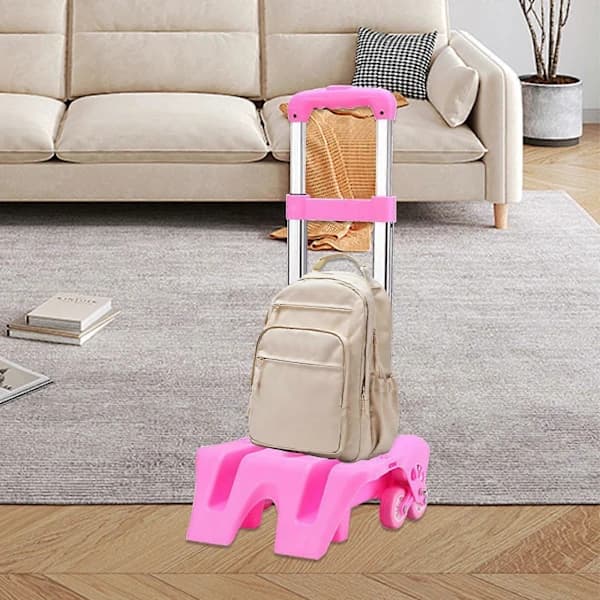 Backpack Trolley with Wheels Compact Foldable 6 Wheels Aluminum Alloy Backpack Transport Cart Foldable Cart for Shopping