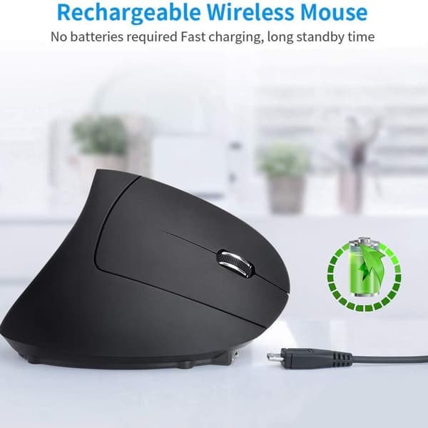 Ergonomic Vertical Wireless Mouse, Rechargeable Optical Mouse,