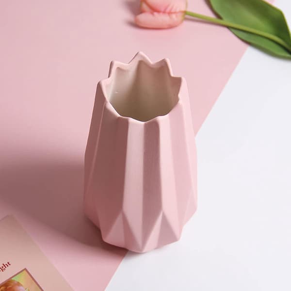 Pampasgress Keramisk Vase Håndlaget Geometrisk Vase Hvit Gull D D D