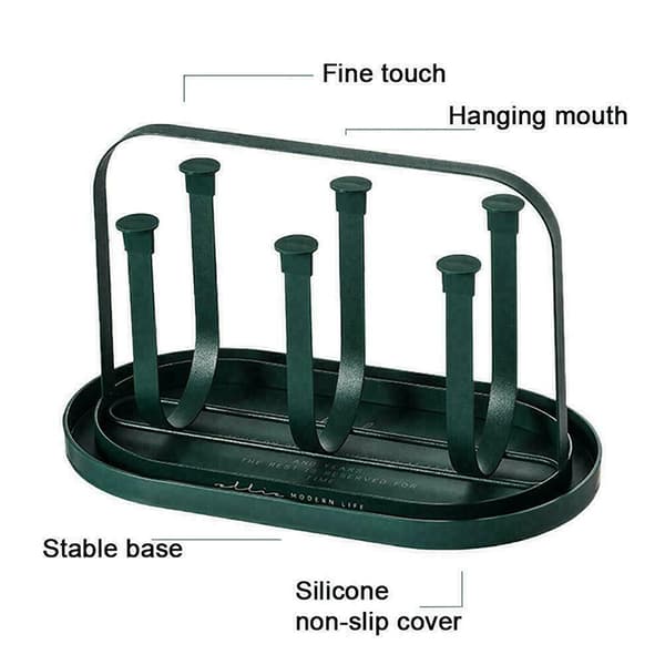 Cup Drying Rack Stand Organizer For 6 Cups or Mugs With Tray With Tray