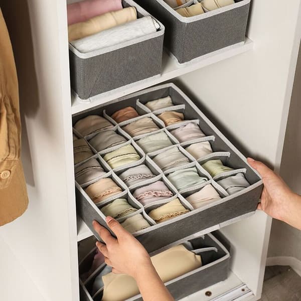 Foldable Non-Woven Fabric Drawer Organizer for Underwear, Bras, Socks. Small Compartment Organizer.