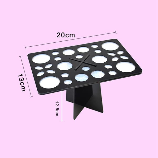 Makeup Brush Drying Rack Acrylic 28 Holes Rectangular Multifunctional Cosmetic Brush Holder Black