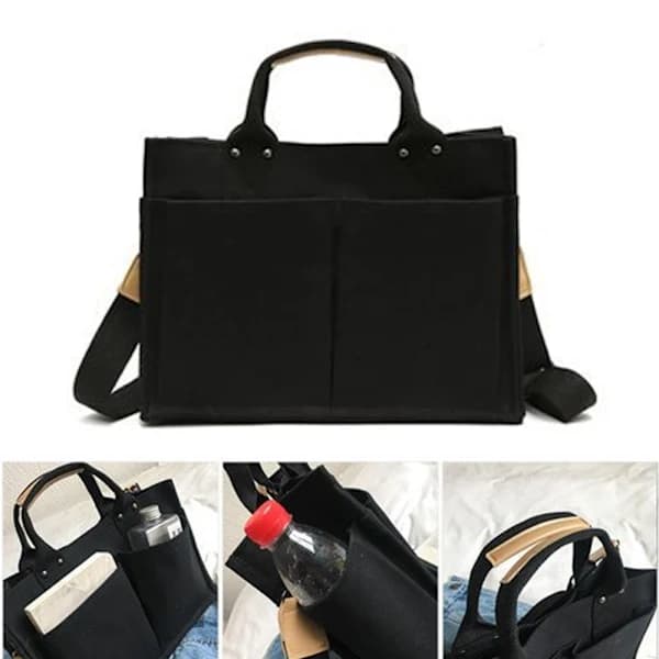 Large Messenger Bag with Many Compartments Durable Shoulder Bag Reusable Shopping Bag for Easy Cleaning