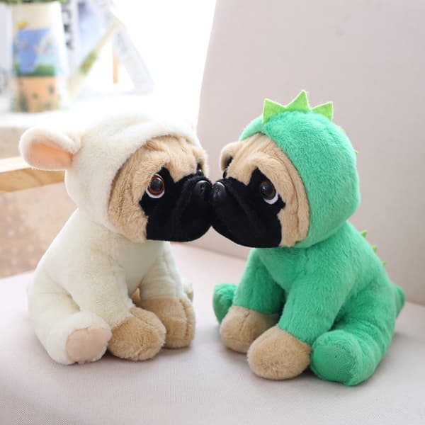 Suuri pehmolelu 20cm Mopsikoira Puvuissa Kodikas Pehmeä Lelu Teddy Pehmoeläin