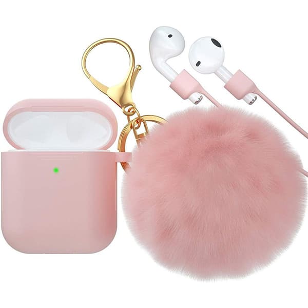 Airpod-deksel, silikon Airpod-deksel med lys rosa