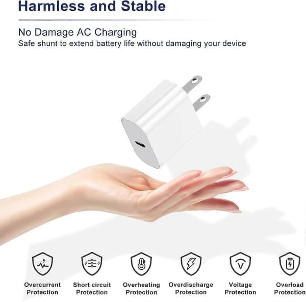 iPhone hurtiglader USB C strømadapter 20W + 2m kabel Hvit (1 stk lader 1 stk 2m ladekabel)
