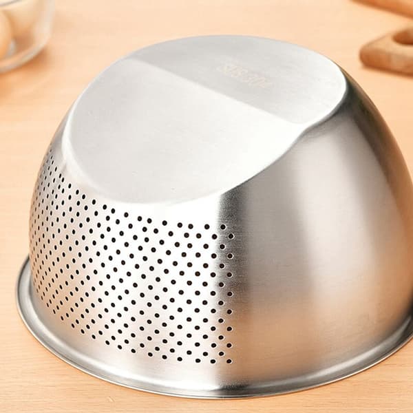 Thicker Stainless Steel Slanted Bottom Drain Basin for Washing Rice and Drain Basket Kitchen