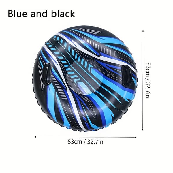 1 pc Inflatable PVC Ski Ring Outdoor Round Thickened Ski Ring Cold Resistant Anti-Cobblestone Ski Mat [DB] blue and white