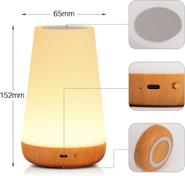Night Light, LED Touch Bedside Lamp, 13 RGB Color Changes, 5 Brightness Levels, Timer Function, Rechargeable