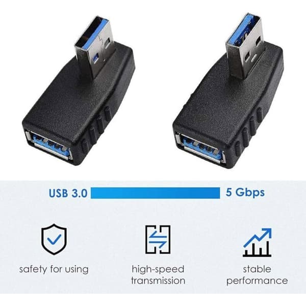 USB 3.0 Adaptere 2-pak 90 Graders Ret Vinkel Han Hun USB 3.0 Adapter Odipie