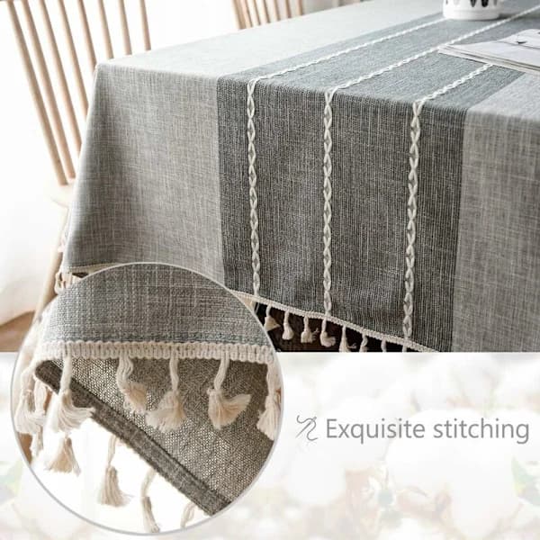 Modern Linen Cotton Rectangular Tablecloth Table Covers for Rectangular Table Home Kitchen Decoration (140x140cm, Grey)