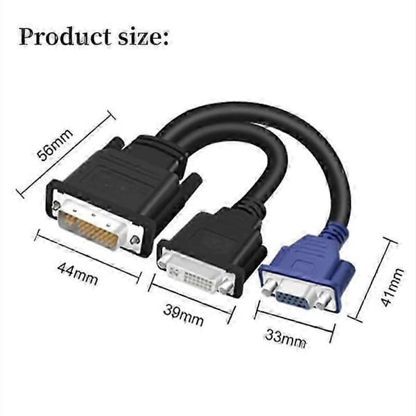 DVI-I til DVI-D VGA Videokabelsplitter 1 ind 2 ud 0,5 5 0,5 5