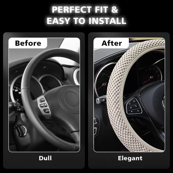 Elastic Stretch Steering Wheel Cover, Universal Interior Accessory, Breathable Microfiber Ice Silk Steering Wheel Cover, Non-Slip, Odorless (Grey) grey