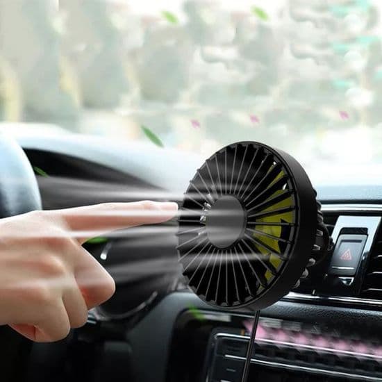 Sort bilventilator MINI USB 360° klemme køling drejelig 3 hastigheder luftcirkulation SUV lastbil