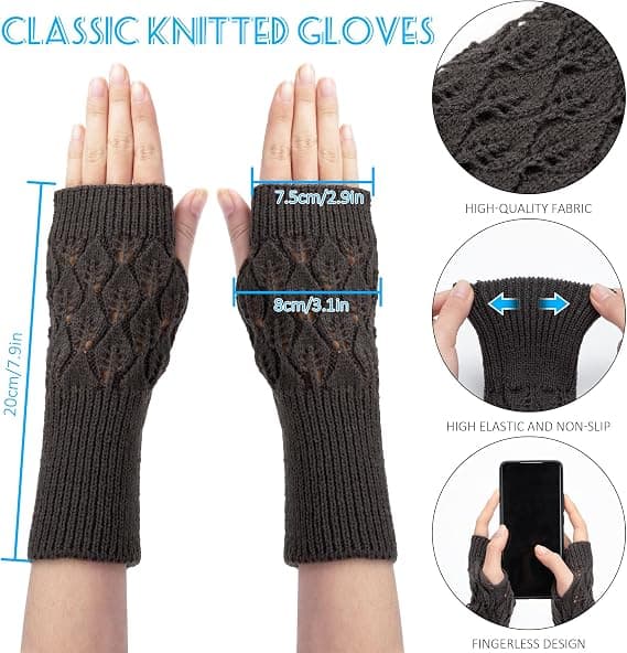 2 par fingerløse handsker vinter termiske handsker halvfingerhandsker