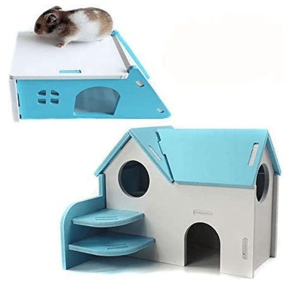 Træhus til dværghamster DIY Gerbil Hideout Hytte Kæledyrssport