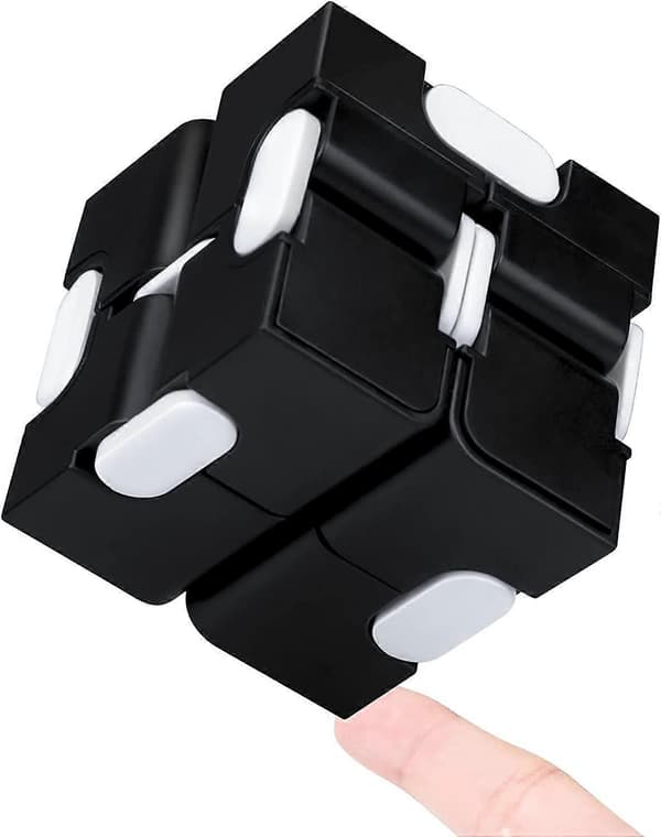 Infinity Cube Fidget Legetøj Stressreducerende Fidgeting Spil til Børn og Voksne, Sød Mini Unik Gadget til Angstlindring og Tidsfordriv (Sort/Hvid)