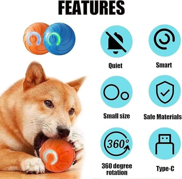 Interaktiv Smart Bold Legetøj til Hunde, Interaktiv Bold Legetøj til Katte – Hoppebold til Hunde, Holdbar Legetøjsbold til Aktive Kæledyr Orange Orange