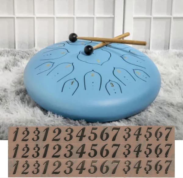 Ethereal Drum Note Stickers for Tongue Drum 3x Quick Identification, Large Fonts