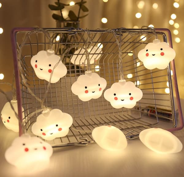LED Creative White Cloud Smiling Cloud Lamp String Children's Room