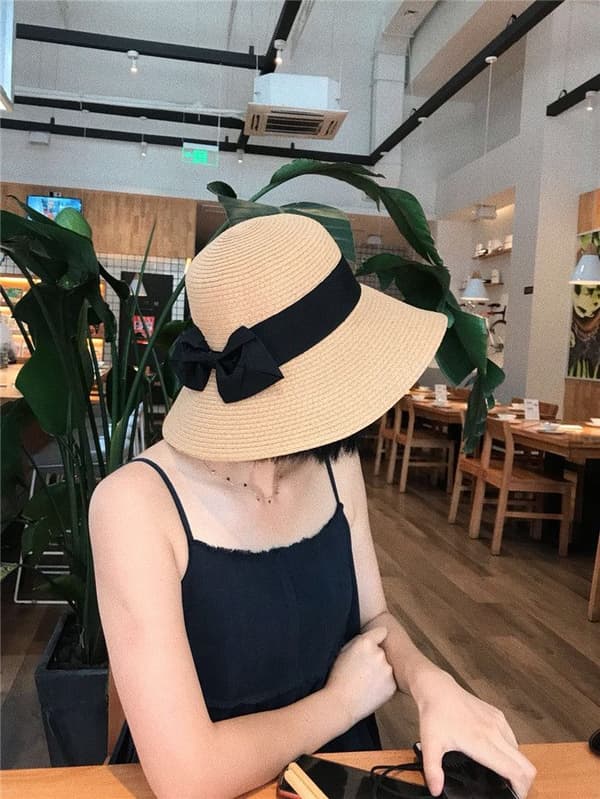 Brun solhatt for kvinner, strandhatt 56-58 cm bred