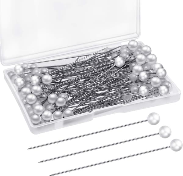 Stift Tåre Perlehode Stift Bryllupsbukett Stift Hvit Rett Hode Stift for DIY Håndverk Smykkefremstilling Søm Bryllup Blomsterdekorasjoner (100 Stk)