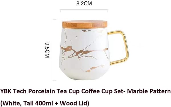 Porslin Te Kopp Kaffemugg Set för Afternoon Tea - Marmormönster Vit White