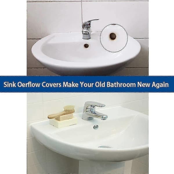 Sink Overflow Cover Replacement Plug for Bathroom Kitchen Sink Overflow Hole Round - Replacement Parts for Proper Insertion (4 pcs) -Sy