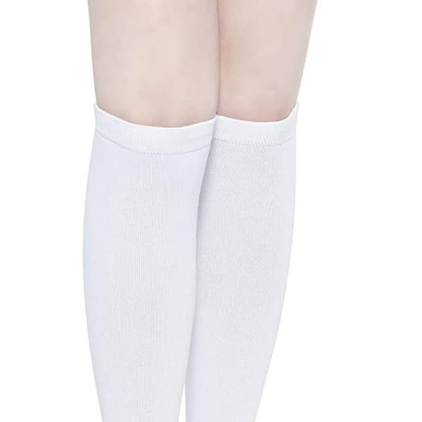 Women's Cotton Knee Socks - Casual Solid and Striped Colors KLB
