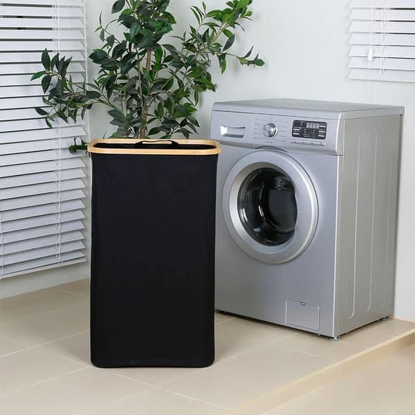 Laundry Basket with Lid - 100L Large Foldable Laundry Hamper with Bamboo Handles & Inner Bag_TF_TF White Vit