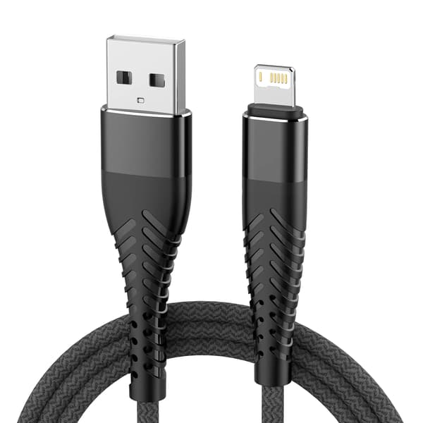 Hurtigt USB-kabel til iPhone 13 14 12 11 Pro XS Max 5 6 7 8 Plus SE iPad Original 3M Ledning Mobiltelefon Ledning Data Opladerkabel sort