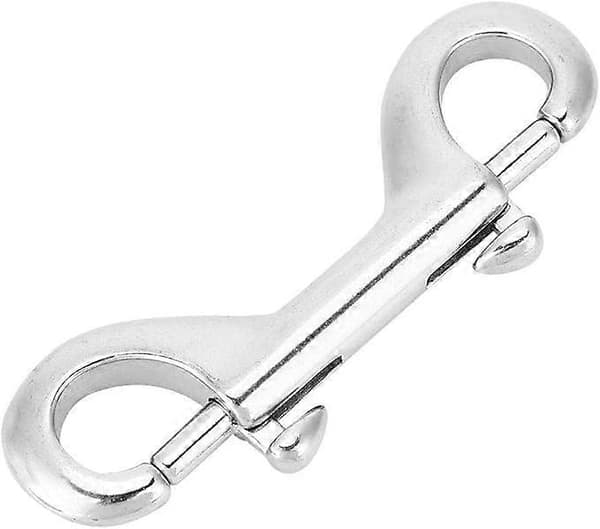 1 x 100mm Double Ended Diving Hook, Double Ended Clip Stainless Steel Hook Buckle Screw Hook Durable Spring Loaded Diving Buckle, Silver