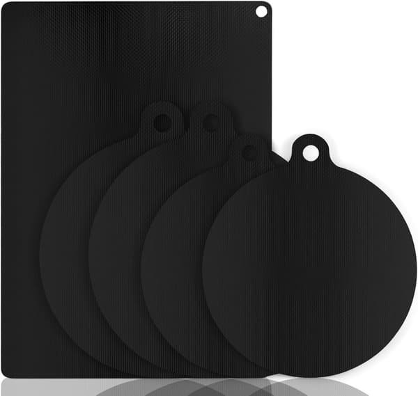 Induction Hob Protector Mats, Heat-Resistant Silicone, Scratch Protection, 5-Piece Set For Induction And Ceramic Hobs, Black
