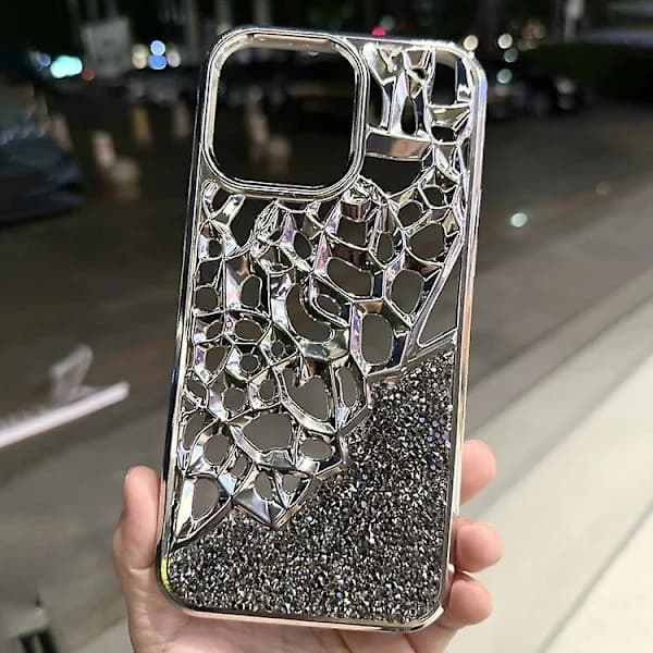 Diamond Style Hole Heat Dissipation Electroplated TPU Phone Case for iPhone 13